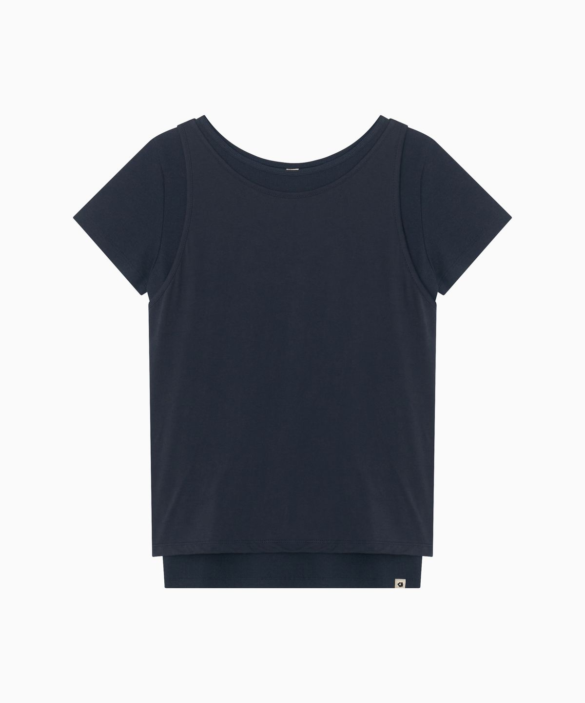 오헤시오(OHESHIO) TWO-WAY LAYERED T-SHIRT, NAVY