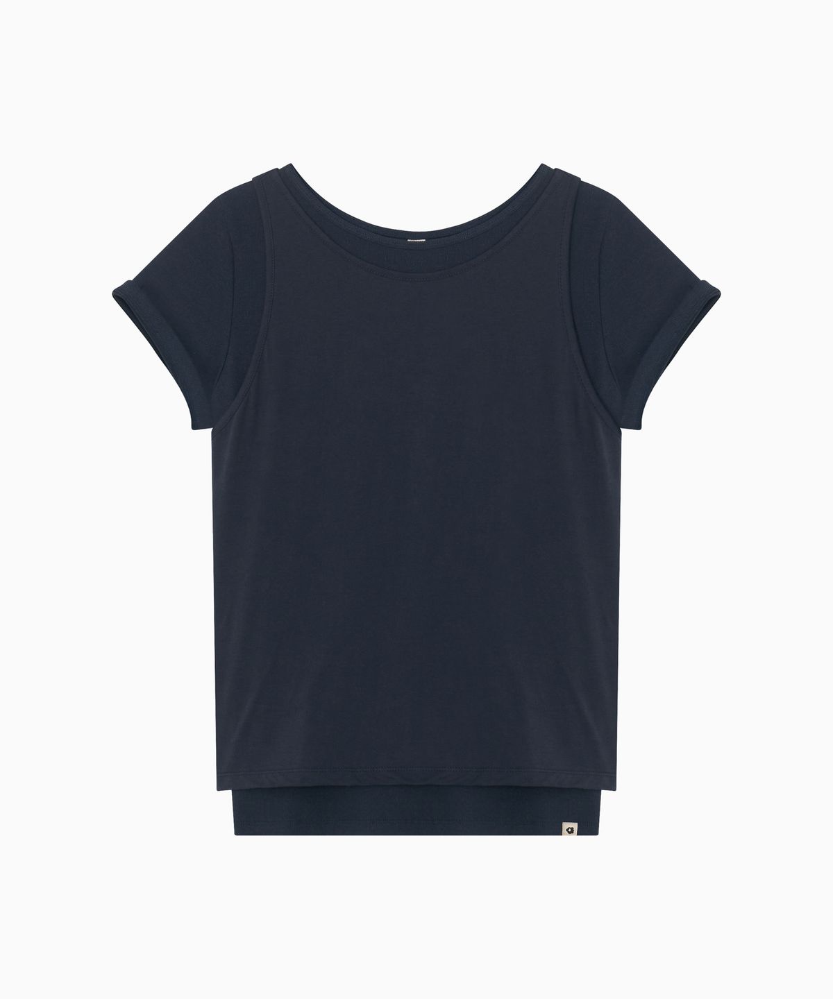 오헤시오(OHESHIO) TWO-WAY LAYERED T-SHIRT, NAVY