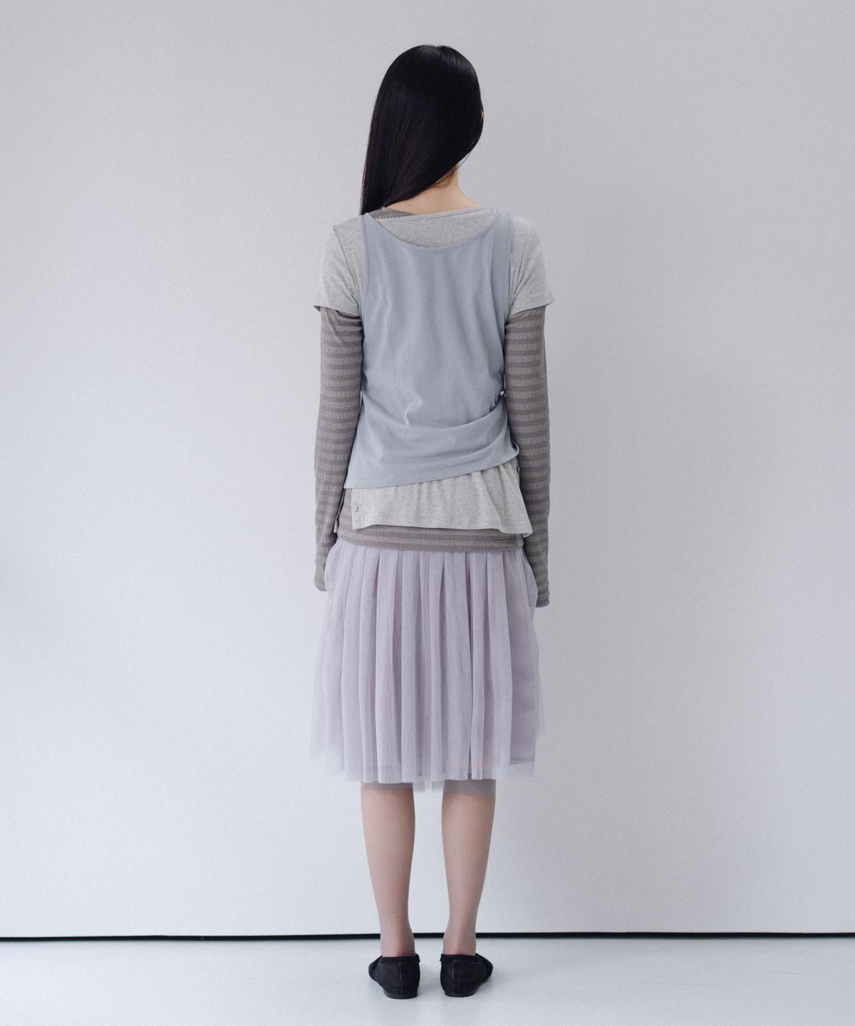 오헤시오(OHESHIO) TWO-WAY LAYERED T-SHIRT, GRAY