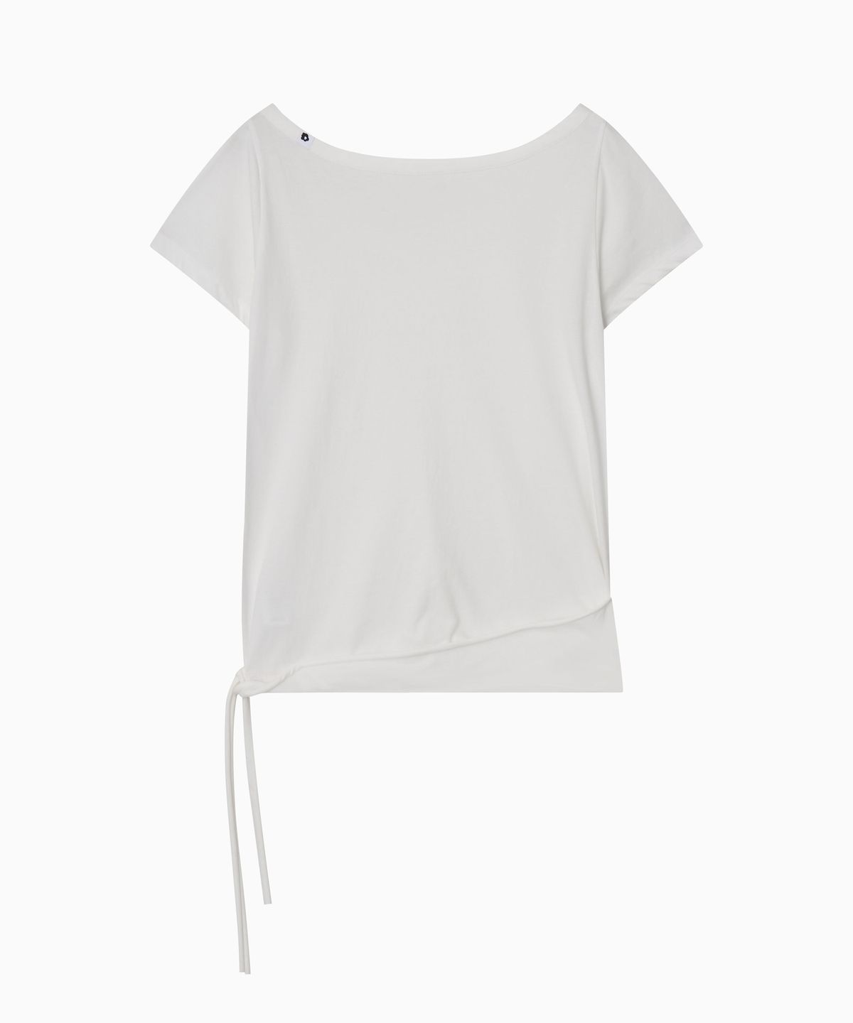 오헤시오(OHESHIO) ONE-SHOULDER WRAP T-SHIRT, IVORY