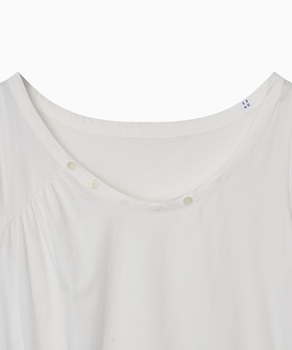 오헤시오(OHESHIO) ONE-SHOULDER WRAP T-SHIRT, IVORY