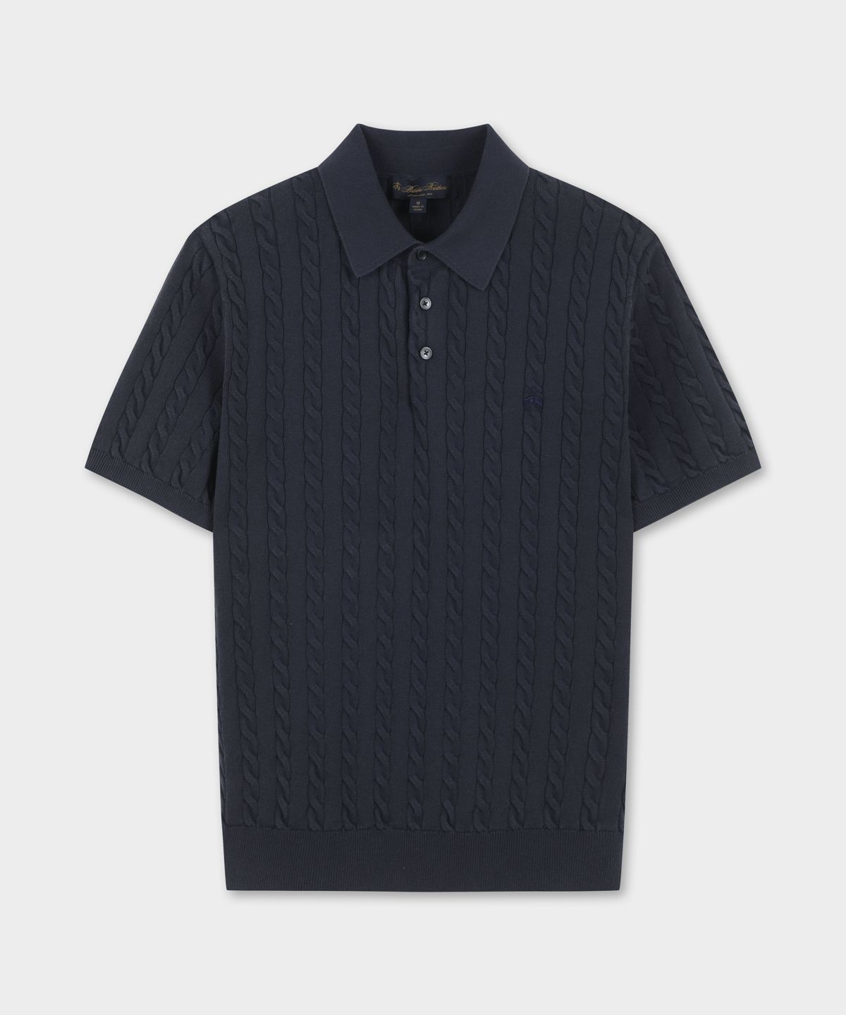 브룩스 브라더스(BROOKS BROTHERS) [Heritage] 다잉 케이블 폴로 반팔 스웨터 (다크네이비) (BBWRMHG252)