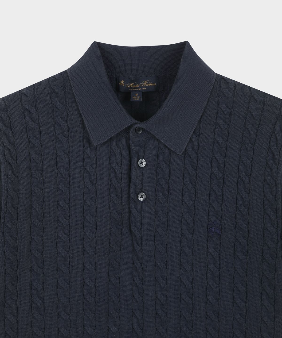 브룩스 브라더스(BROOKS BROTHERS) [Heritage] 다잉 케이블 폴로 반팔 스웨터 (다크네이비) (BBWRMHG252)