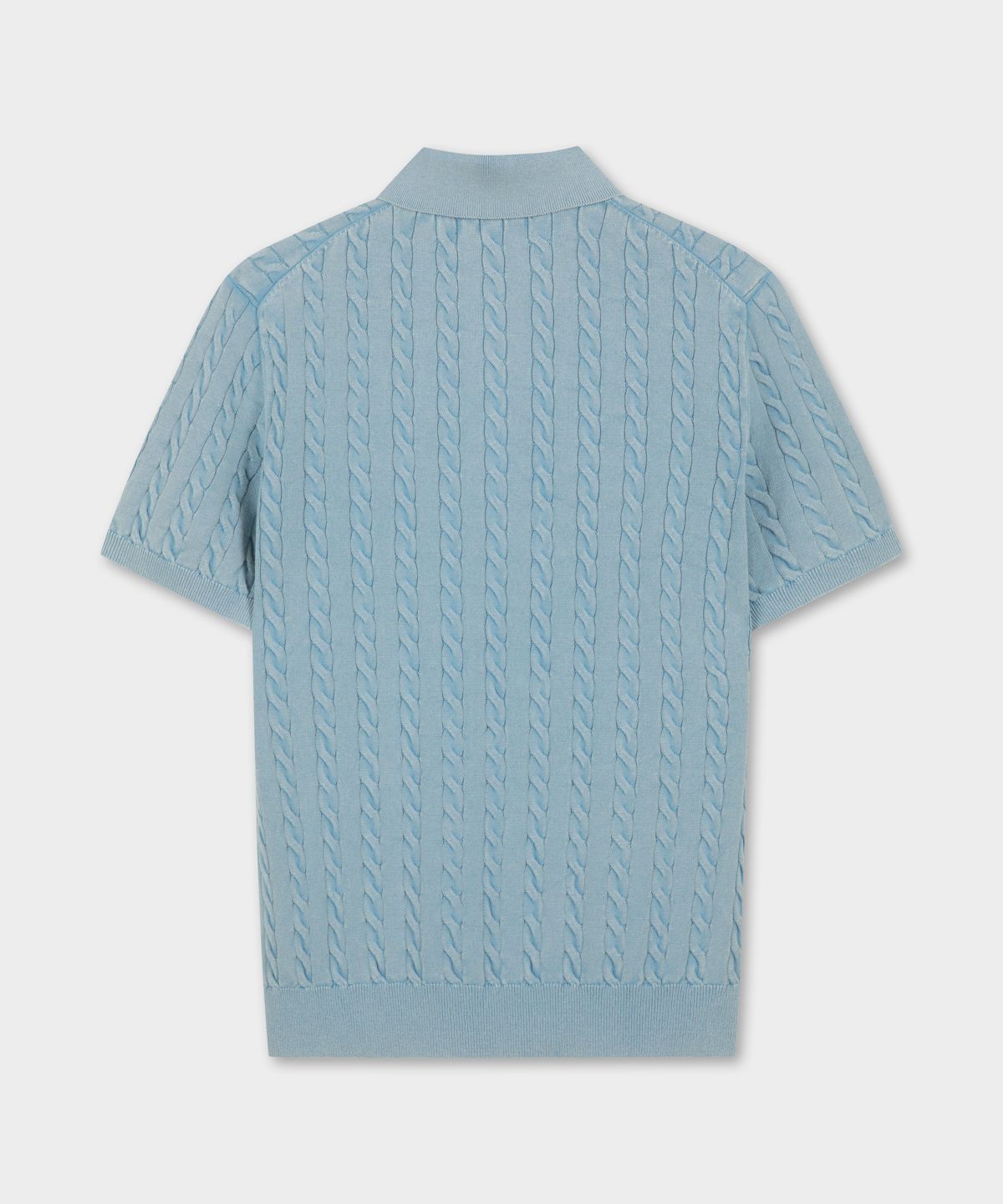 브룩스 브라더스(BROOKS BROTHERS) [Heritage] 다잉 케이블 폴로 반팔 스웨터 (블루) (BBWRMHG252)