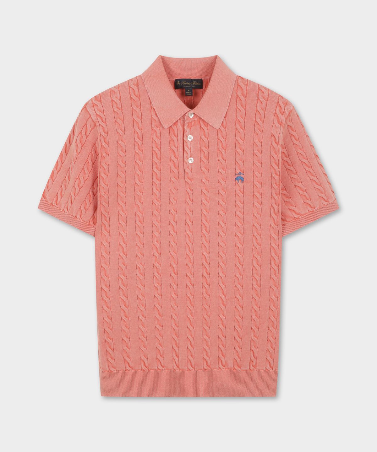 브룩스 브라더스(BROOKS BROTHERS) [Heritage] 다잉 케이블 폴로 반팔 스웨터 (핑크) (BBWRMHG252)