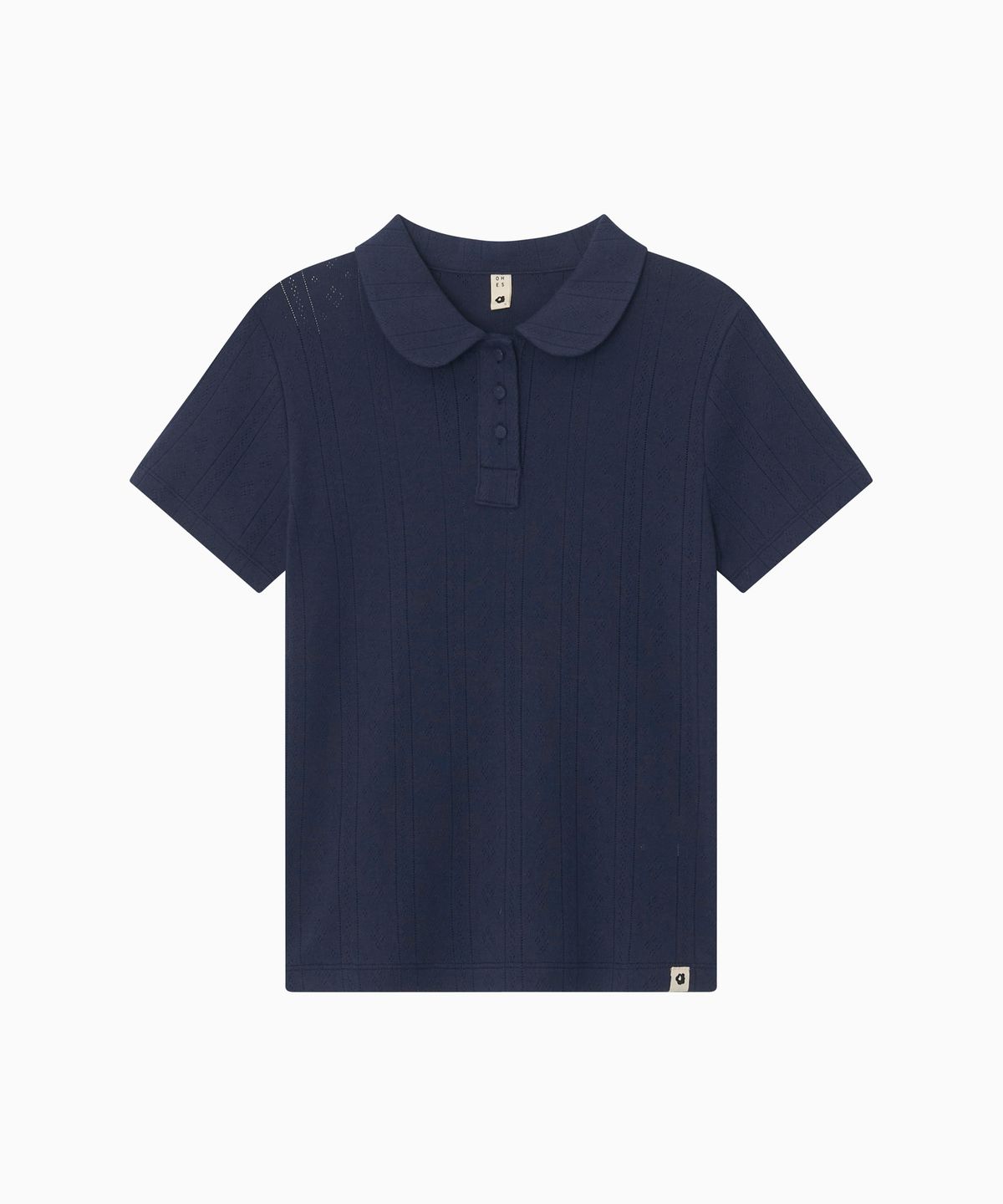 오헤시오(OHESHIO) ROUND COLLAR JACQUARD PUNCHING TEE, NAVY