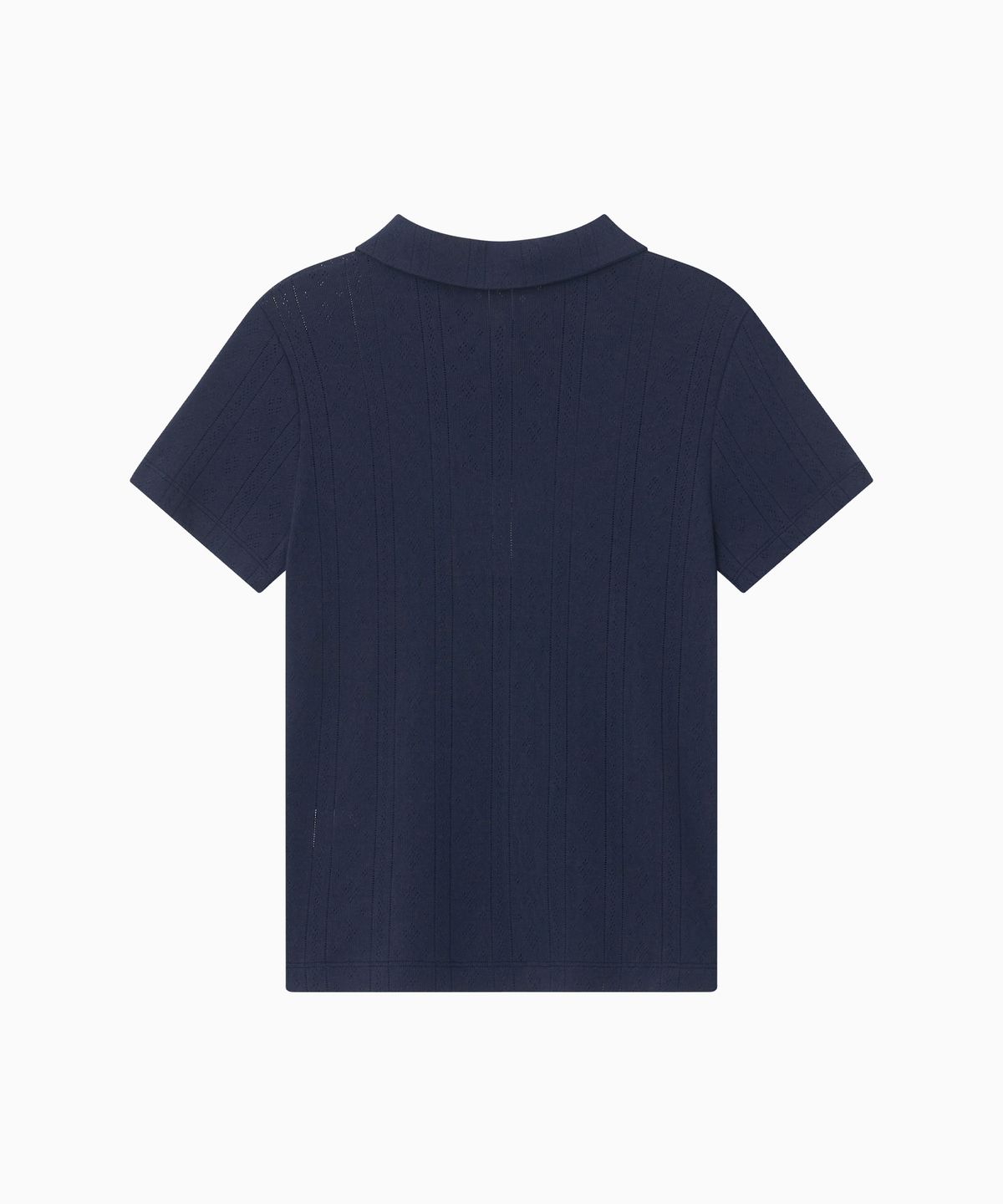 오헤시오(OHESHIO) ROUND COLLAR JACQUARD PUNCHING TEE, NAVY