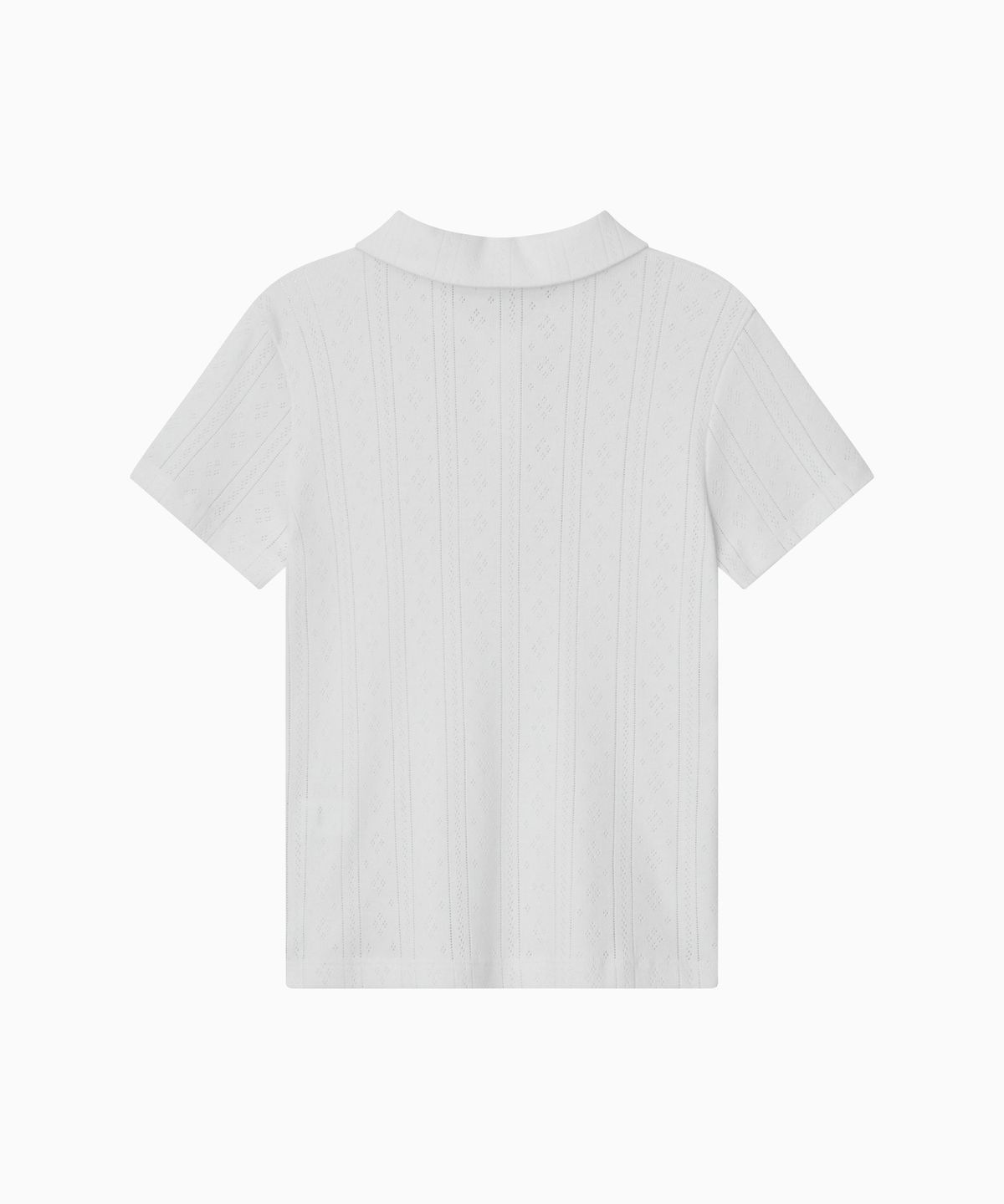 오헤시오(OHESHIO) ROUND COLLAR JACQUARD PUNCHING TEE, WHITE