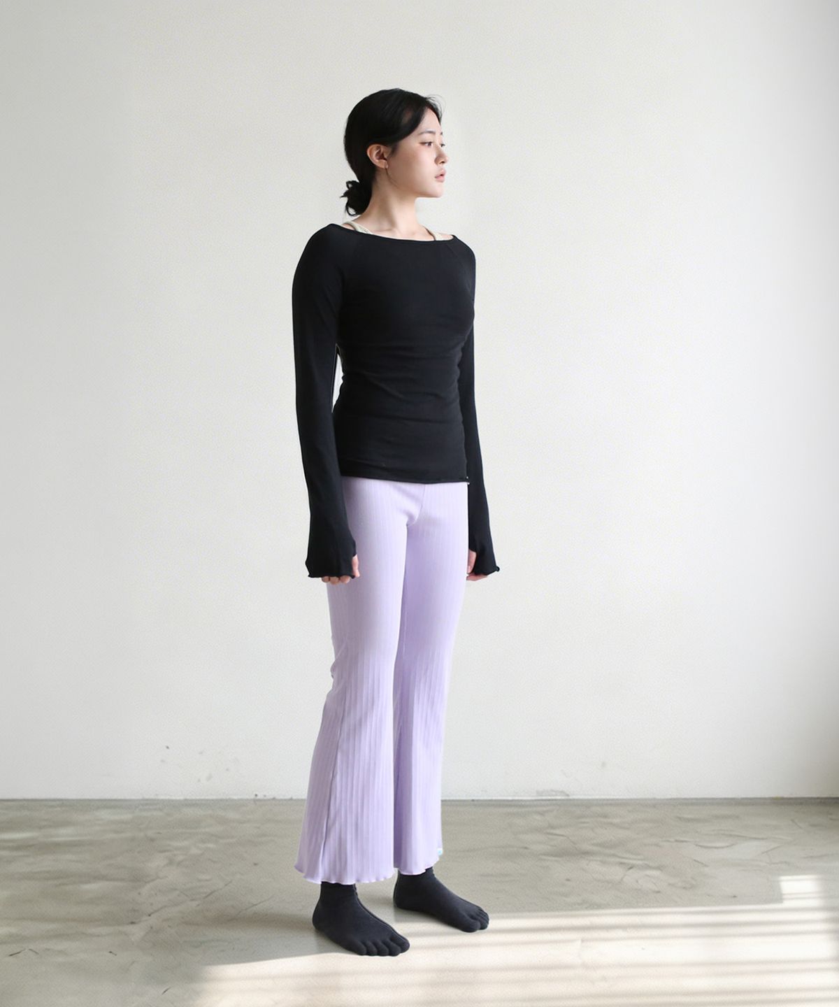 프라나 물라(PRANAMOOLA) Ripple Ribbed Slacks