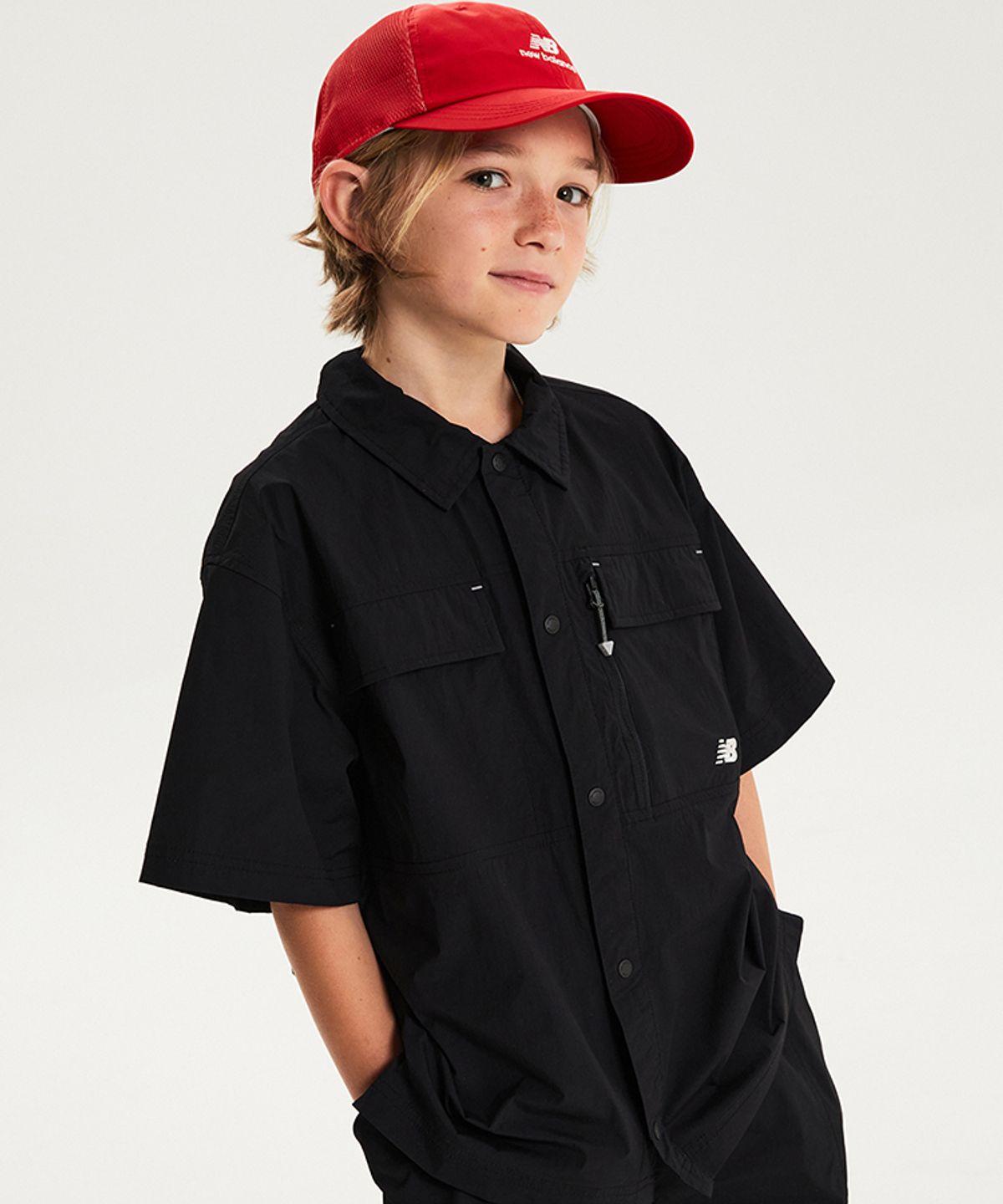 뉴발란스 키즈(NEWBALANCEKIDS) NBSC_아동 우븐스트레치 반팔 셔켓 NK9DG2771U19