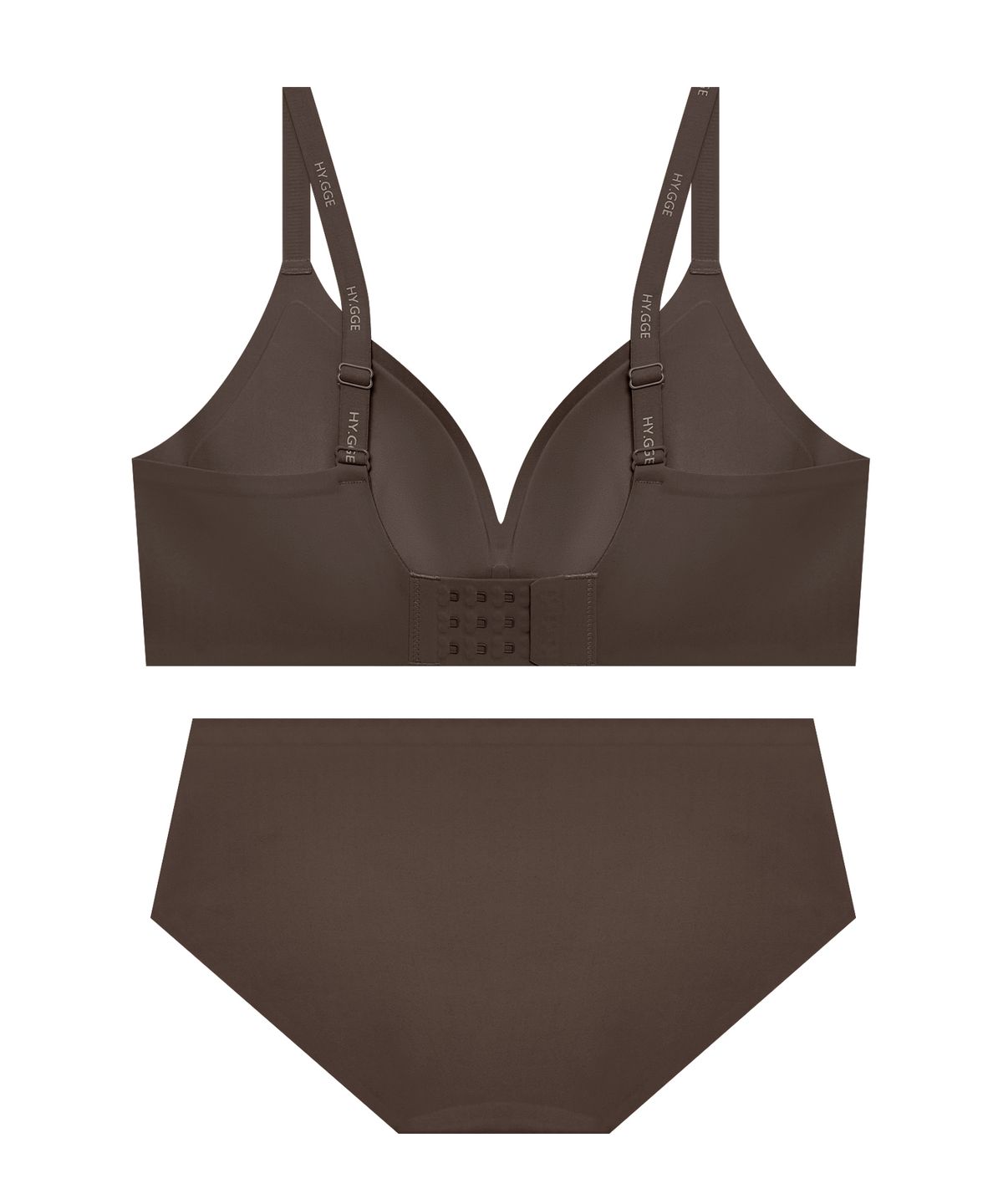 휘게 언더웨어(HYGGE UNDERWEAR) 볼륨핏 프리컷 브라 팬티 세트_딥브라운