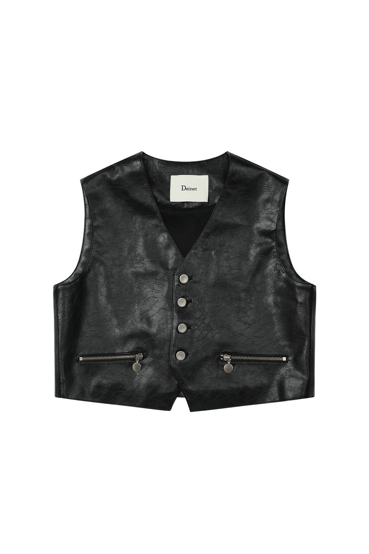 다이닛(DEINET) FAUX LEATHER VEST IN BLACK
