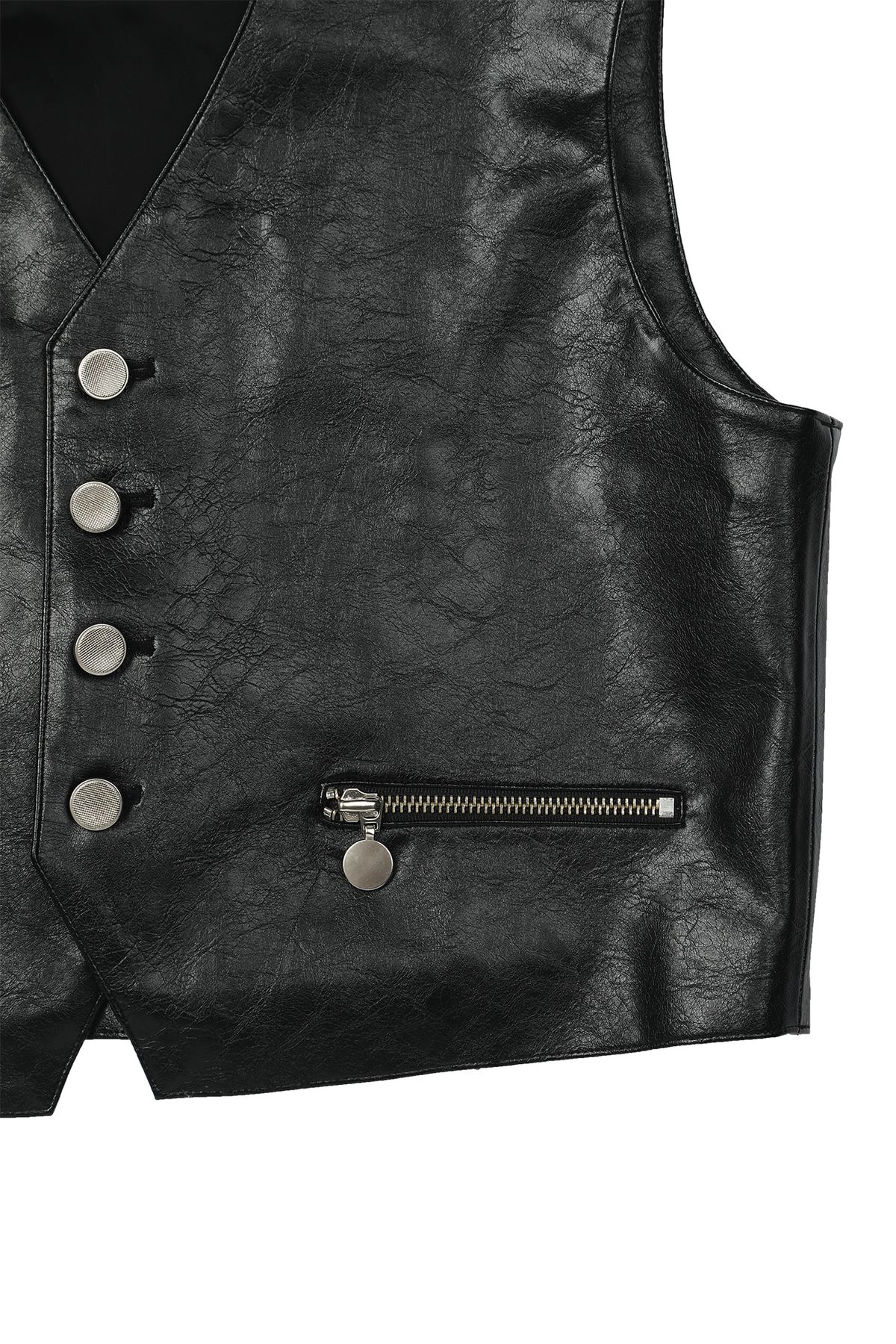 다이닛(DEINET) FAUX LEATHER VEST IN BLACK