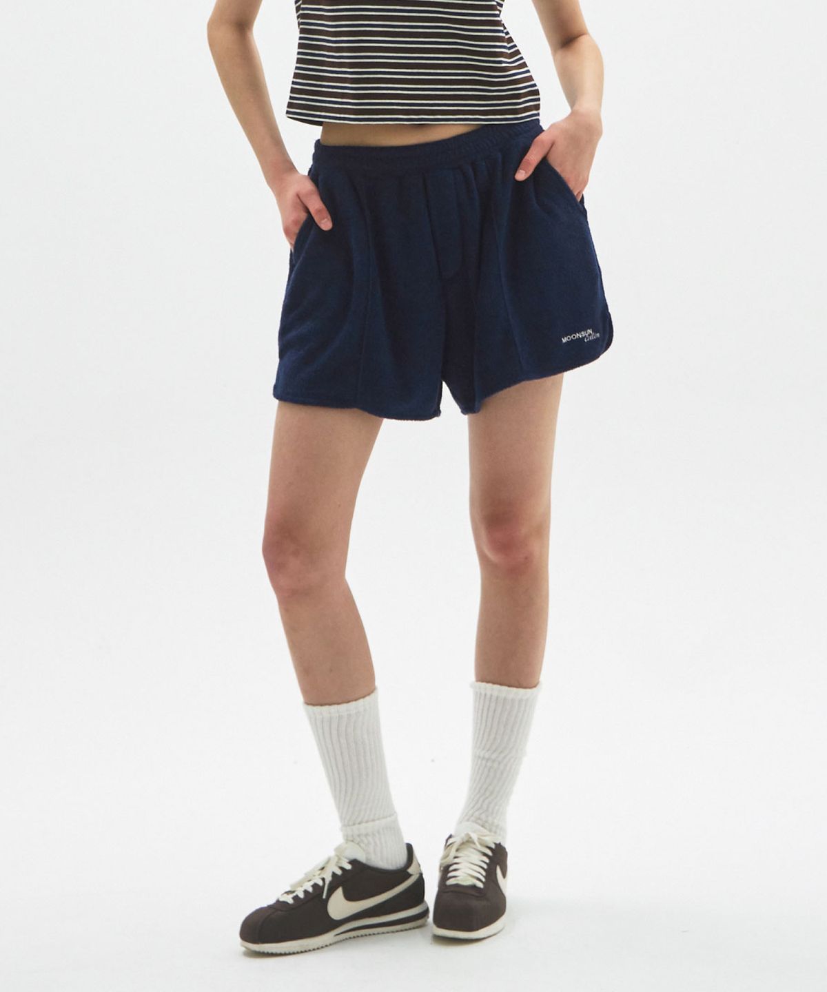 문선 아카이브(MOONSUN ARCHIVE) M.C UNISEX, Logo Terry Shorts / NAVY