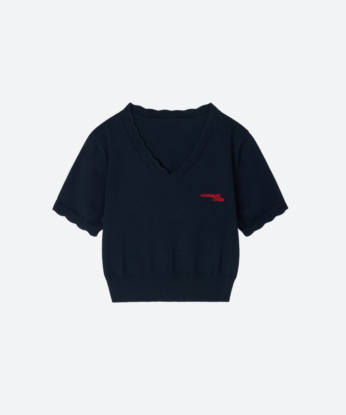 문선 아카이브(MOONSUN ARCHIVE) M.C Lace Neck Crop Knit / NAVY