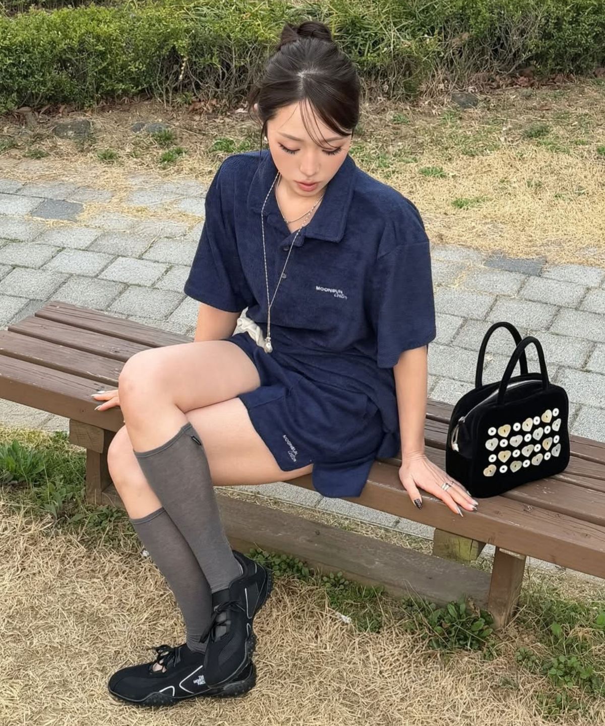 문선 아카이브(MOONSUN ARCHIVE) M.C UNISEX, Logo Terry Polo Shirt / NAVY