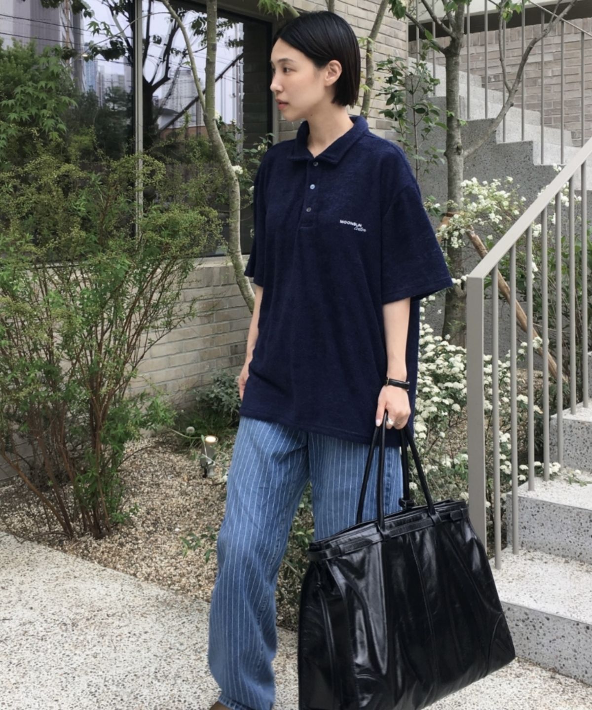 문선 아카이브(MOONSUN ARCHIVE) M.C UNISEX, Logo Terry Polo Shirt / NAVY