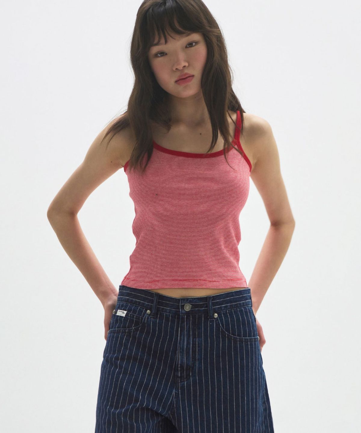 문선(MOONSUN) M.C Stripe Sleeveless Top / RED STRIPE