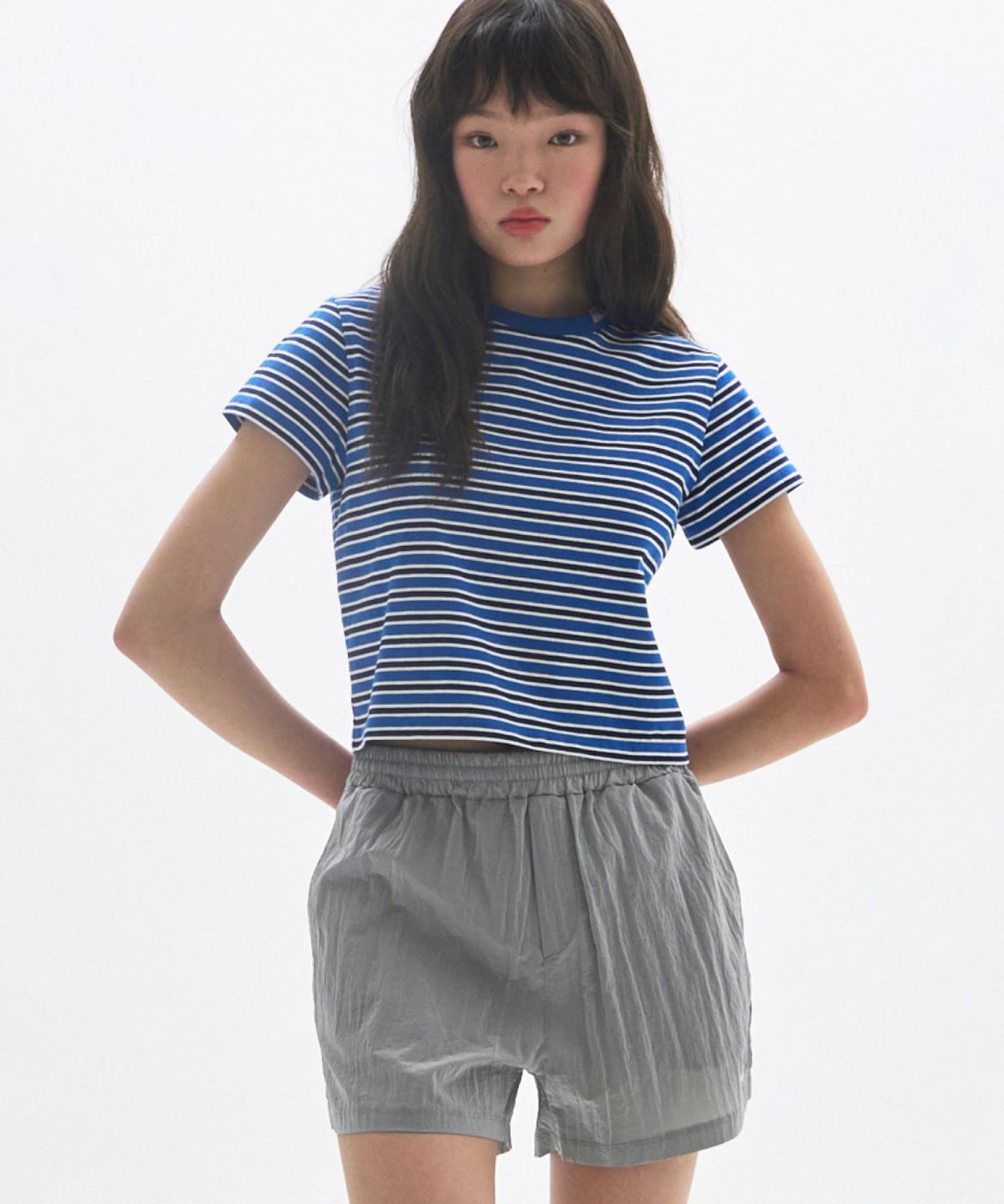 문선 아카이브(MOONSUN ARCHIVE) M.C Stripe Baby T-Shirt / BLUE STRIPE