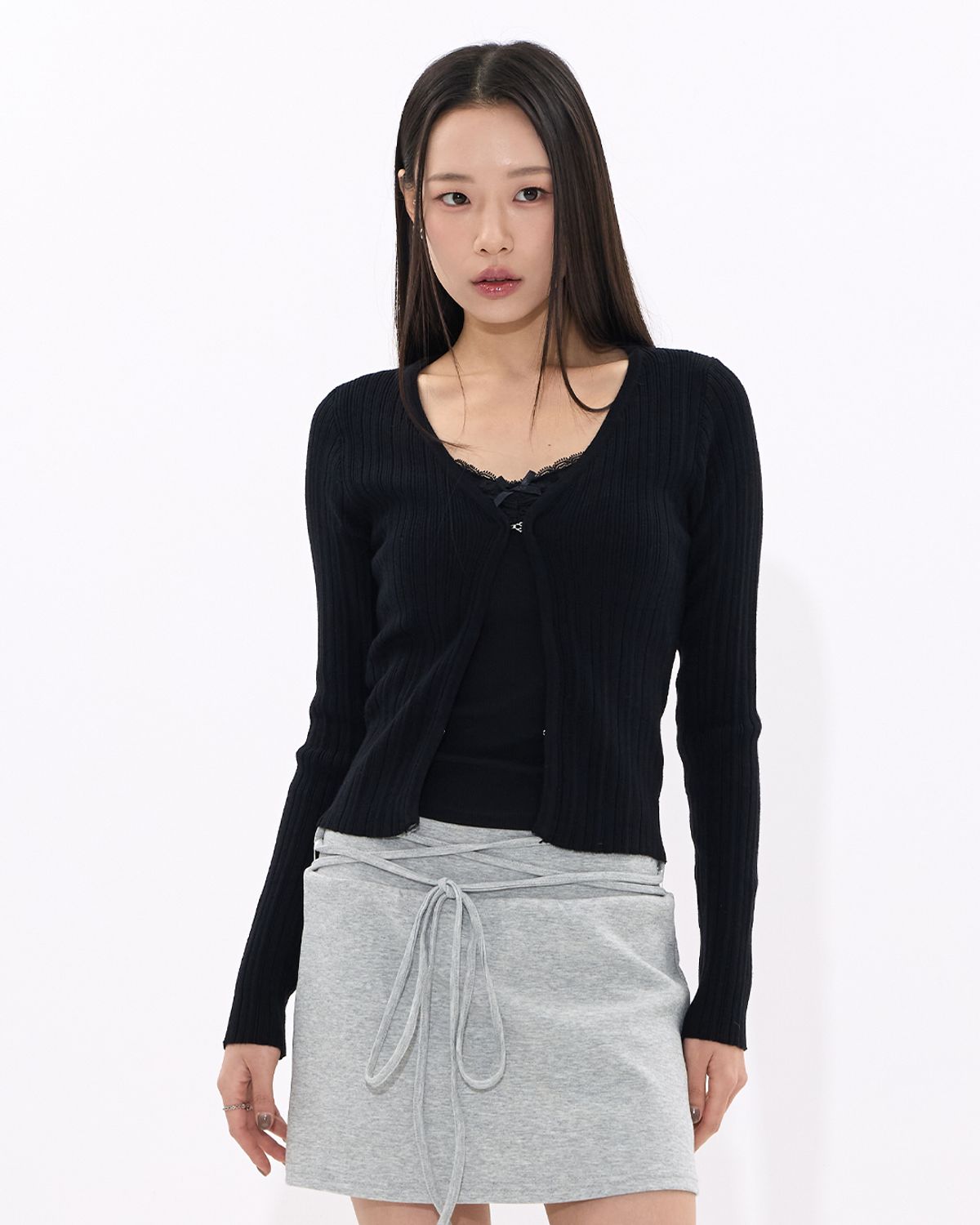모아(MOAA) Form Hook Cardigan (Leaf GREEN)