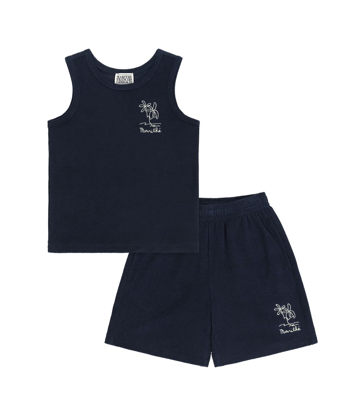 마리떼 키즈(MARITHÉ KIDS) KIDS TERRY SLEEVELESS+PANTS SET-UP navy
