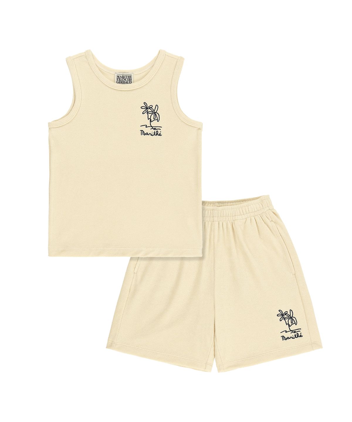 마리떼 키즈(MARITHÉ KIDS) KIDS TERRY SLEEVELESS+PANTS SET-UP cream