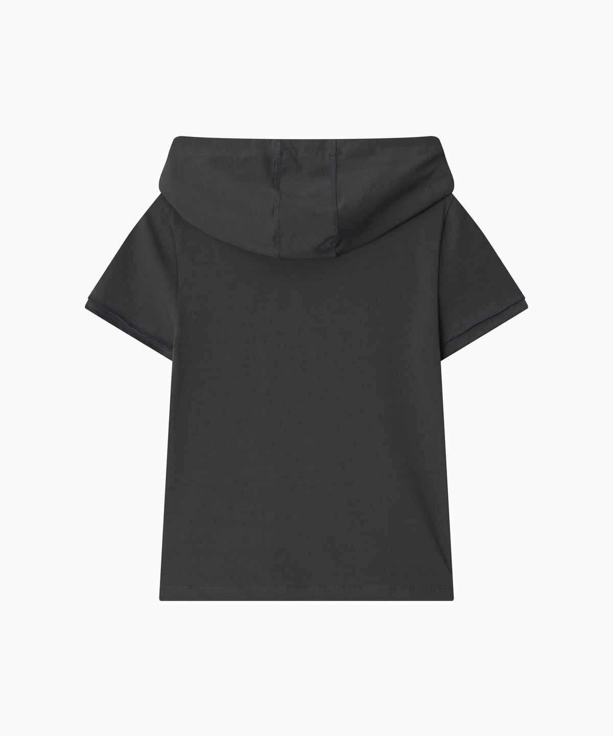 오헤시오(OHESHIO) HOODED LAYERED CAP SLEEVE T-SHIRT, CHARCOAL