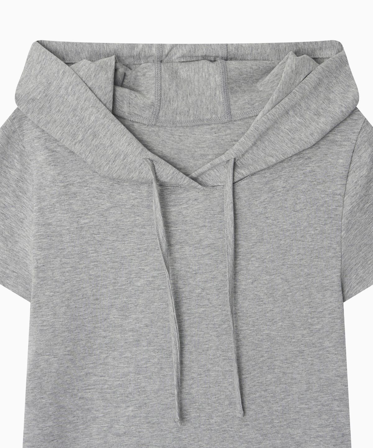 오헤시오(OHESHIO) HOODED LAYERED CAP SLEEVE T-SHIRT, MELANGE