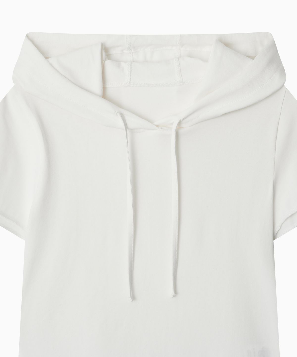 오헤시오(OHESHIO) HOODED LAYERED CAP SLEEVE T-SHIRT, WHITE