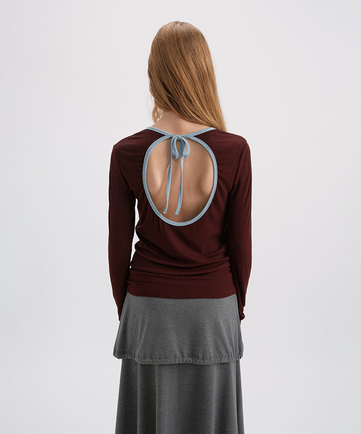 시메트릭 퍼센트(SYMMETRICPERCENT) Back-Cut Ringer Long Sleeve / Wine