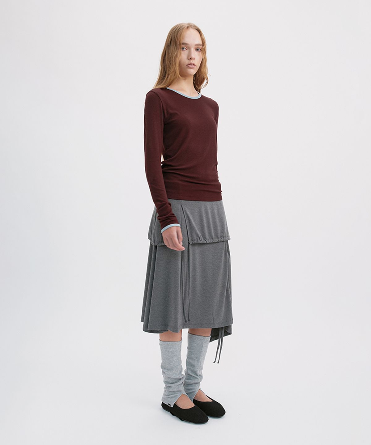 시메트릭 퍼센트(SYMMETRICPERCENT) Back-Cut Ringer Long Sleeve / Wine