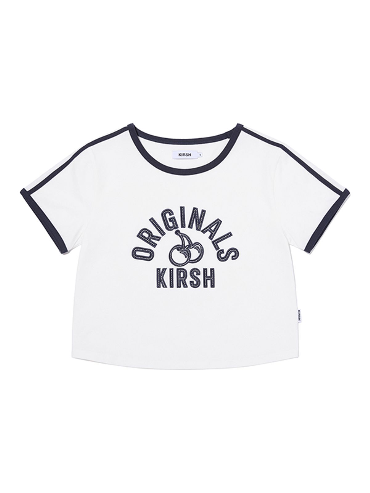 키르시(KIRSH) 아치 체리 배색 아플리케 티셔츠 [화이트]
