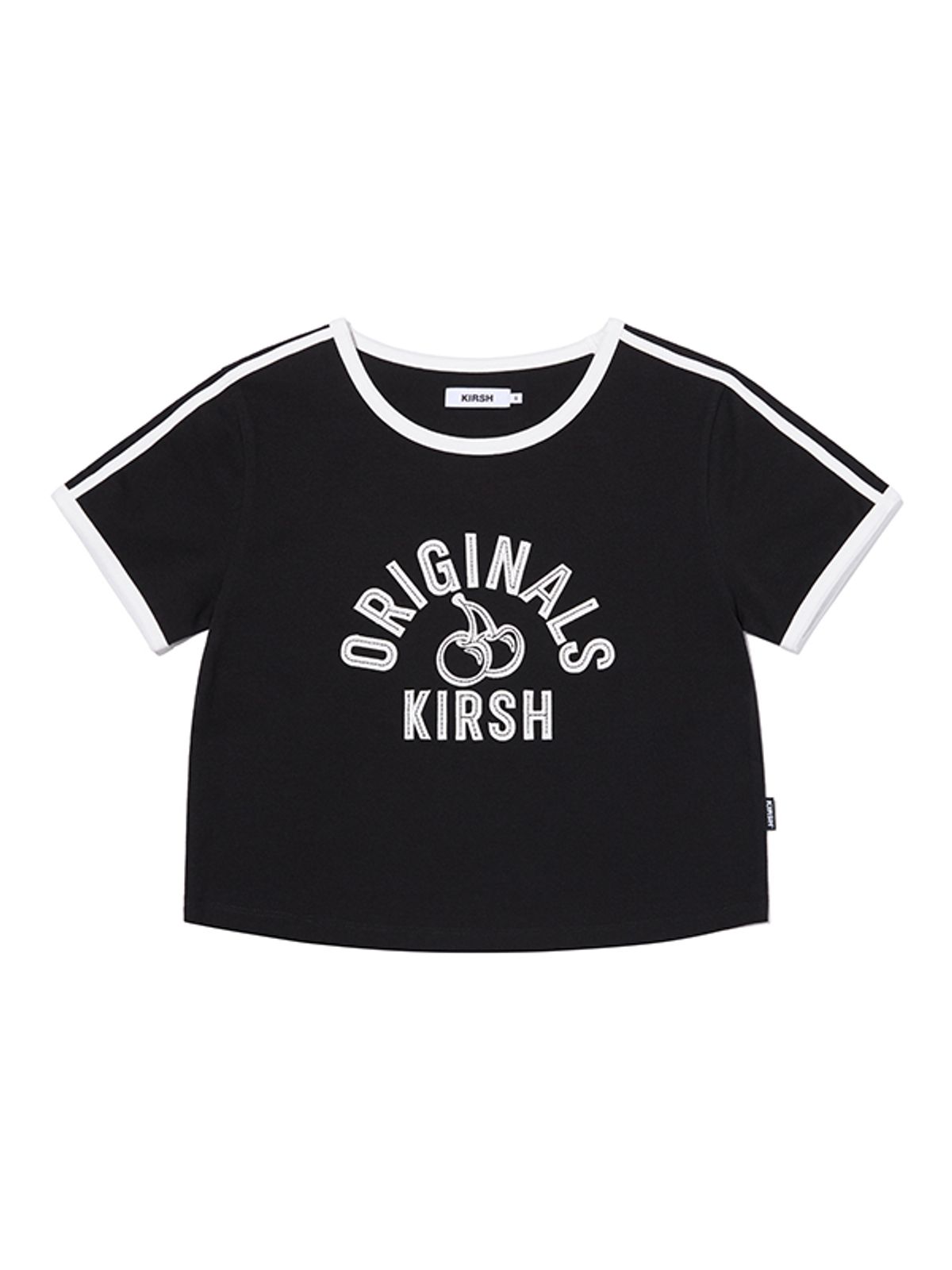 키르시(KIRSH) 아치 체리 배색 아플리케 티셔츠 [블랙]