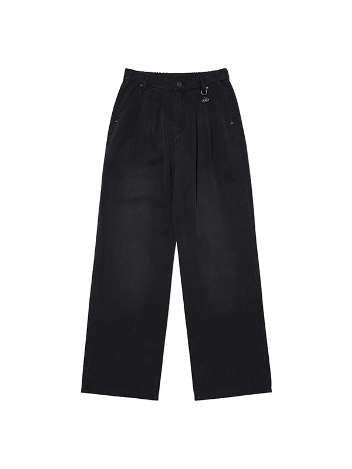 키르시(KIRSH) 키르시 쿨 와이드 핏 밴딩 데님 팬츠 [블랙]