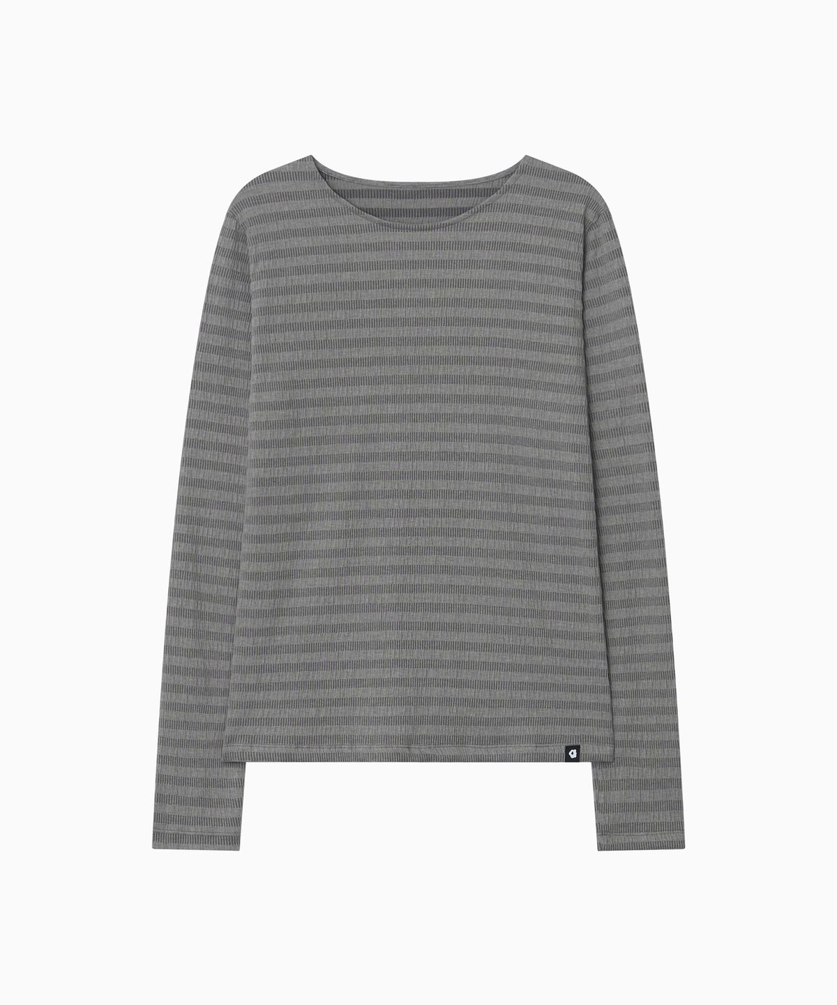 오헤시오(OHESHIO) STRIPE PLEATED LONG SLEEVE, CHARCOAL