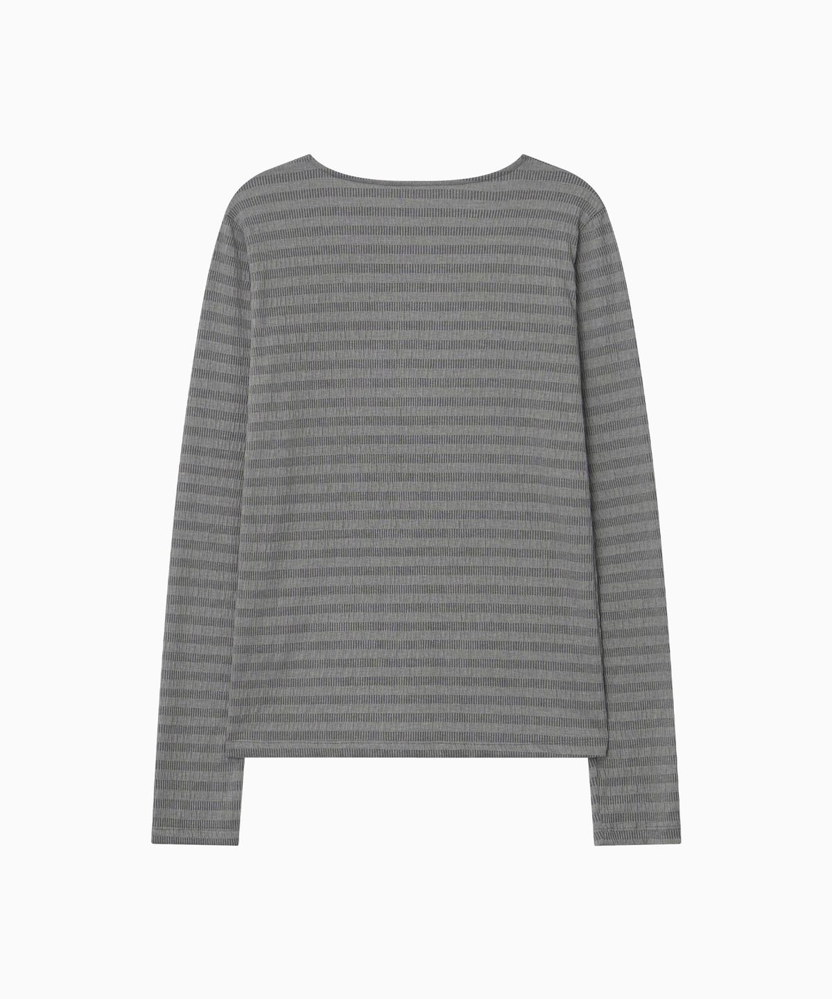 오헤시오(OHESHIO) STRIPE PLEATED LONG SLEEVE, CHARCOAL