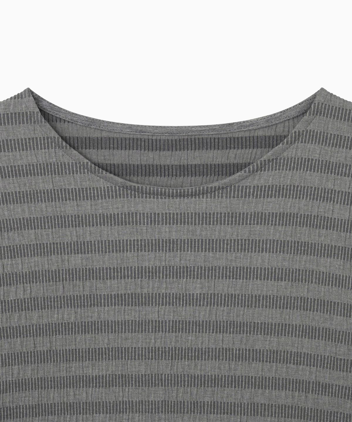 오헤시오(OHESHIO) STRIPE PLEATED LONG SLEEVE, CHARCOAL