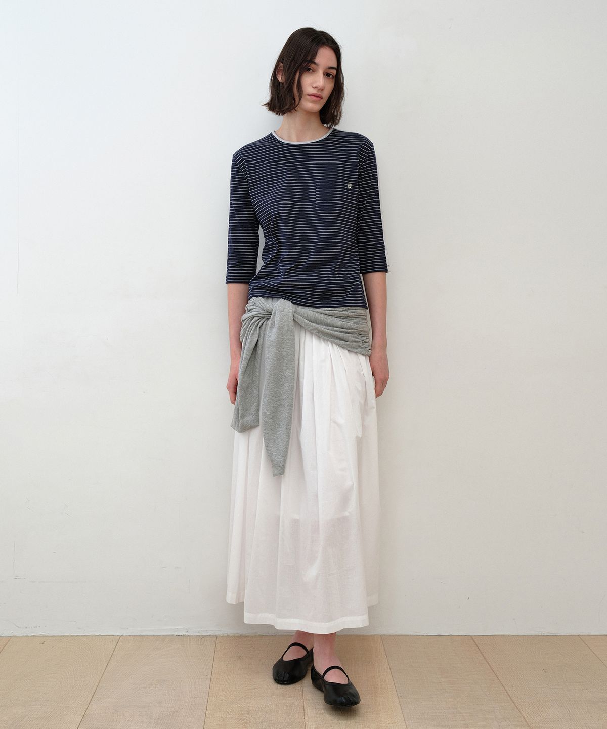 시메트릭 퍼센트(SYMMETRICPERCENT) Striped Ringer T-shirt / Navy