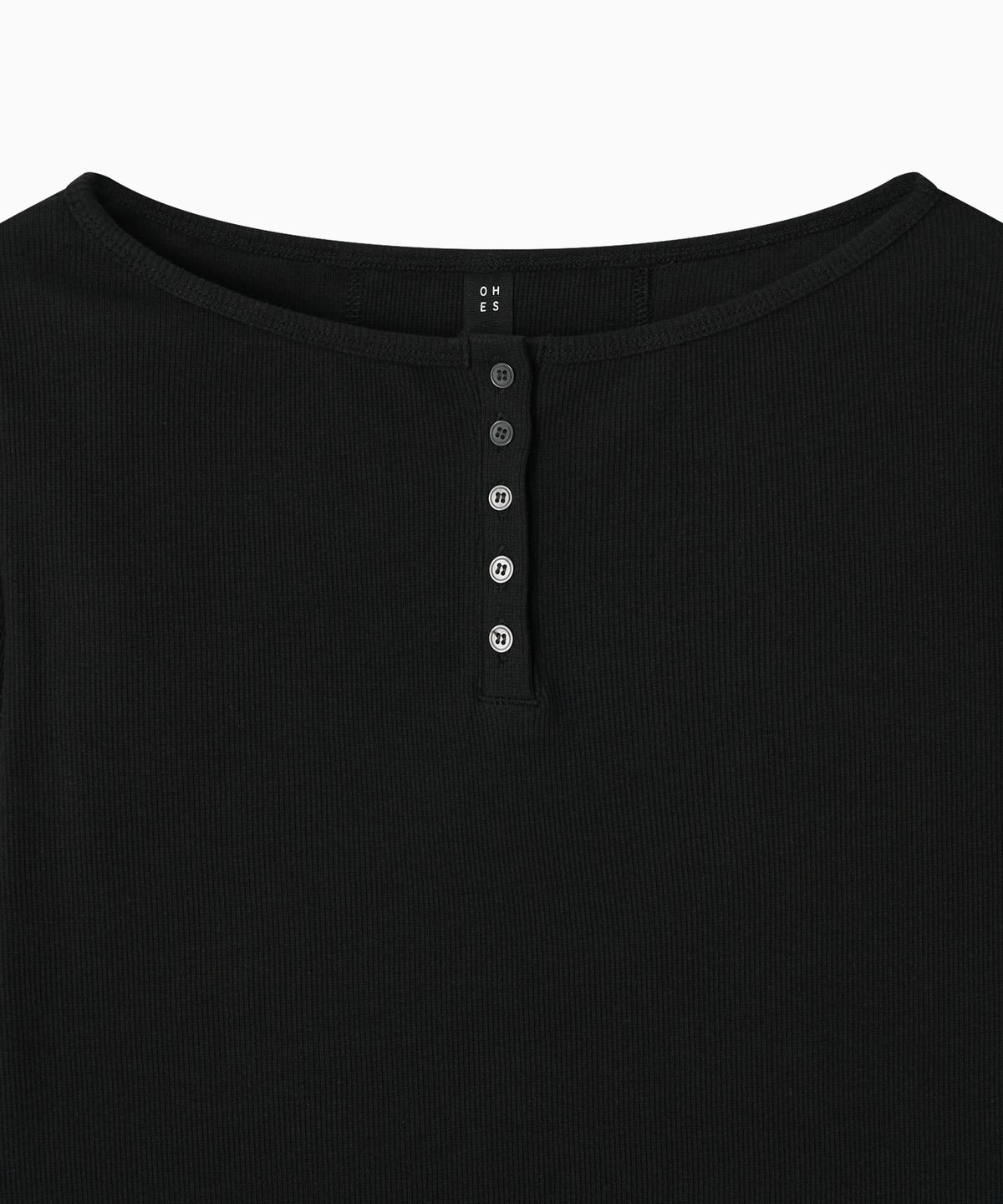 오헤시오(OHESHIO) HENLEY NECK BUTTON LONG SLEEVE, BLACK