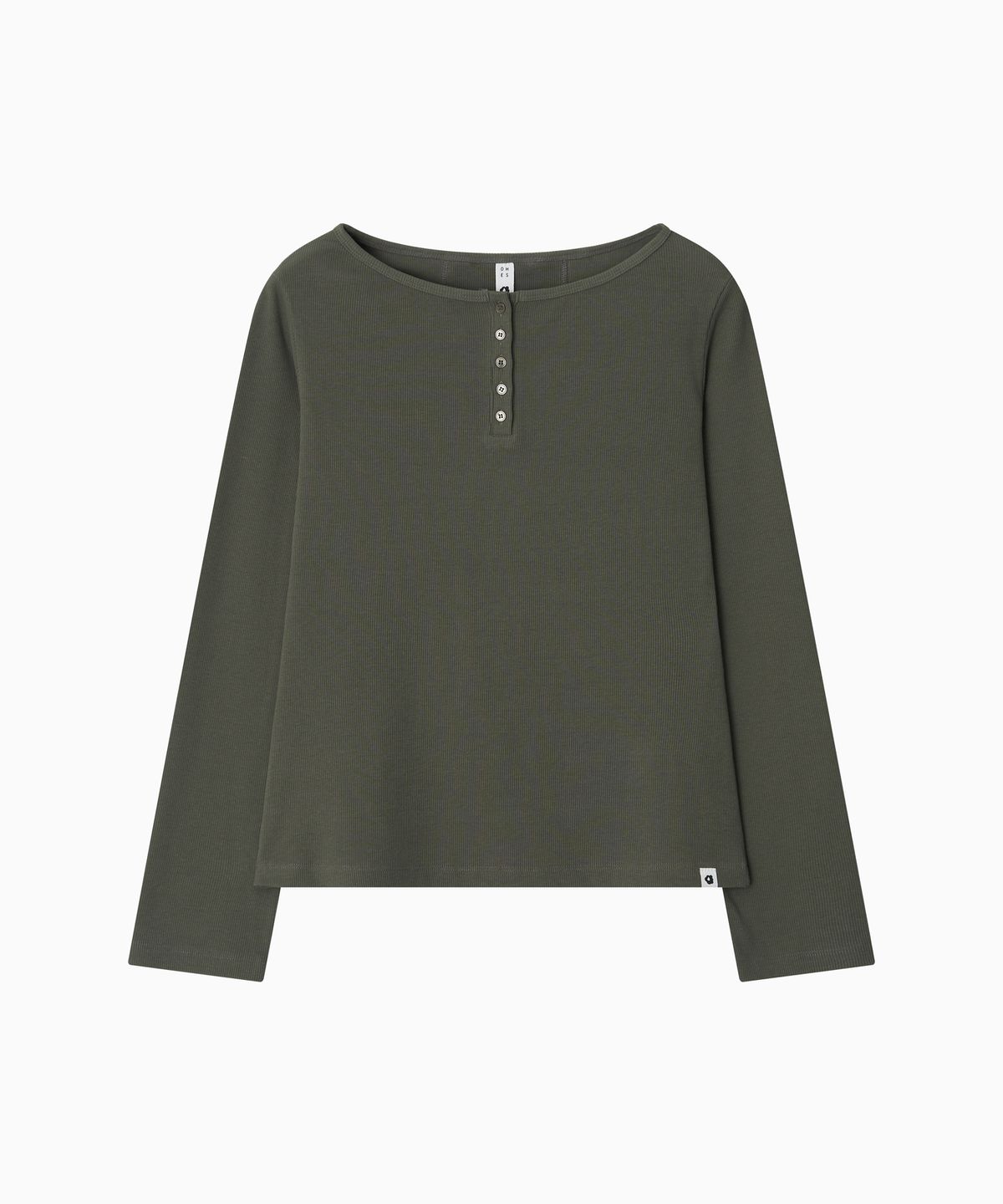 오헤시오(OHESHIO) HENLEY NECK BUTTON LONG SLEEVE, KHAKI