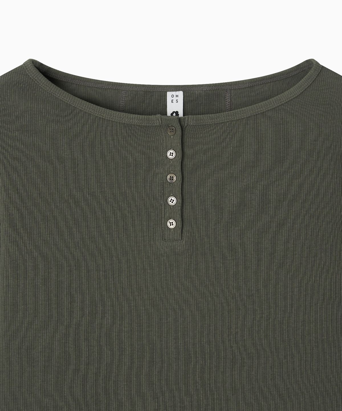 오헤시오(OHESHIO) HENLEY NECK BUTTON LONG SLEEVE, KHAKI