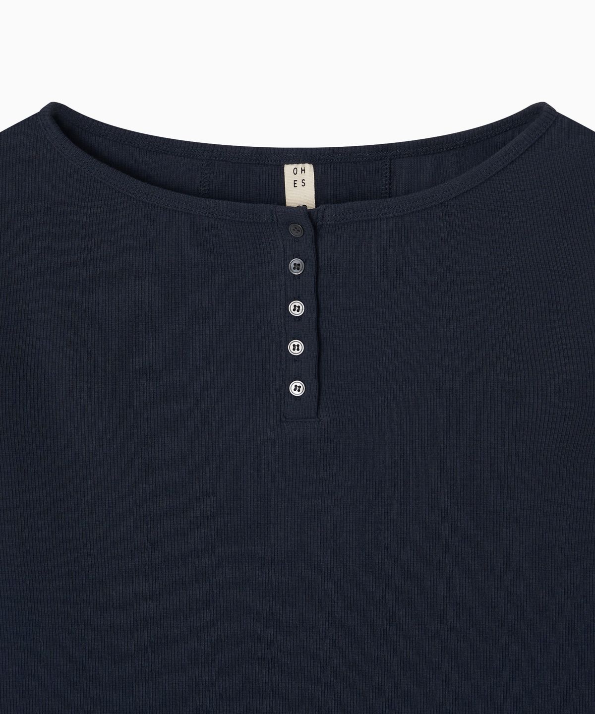 오헤시오(OHESHIO) HENLEY NECK BUTTON LONG SLEEVE, NAVY