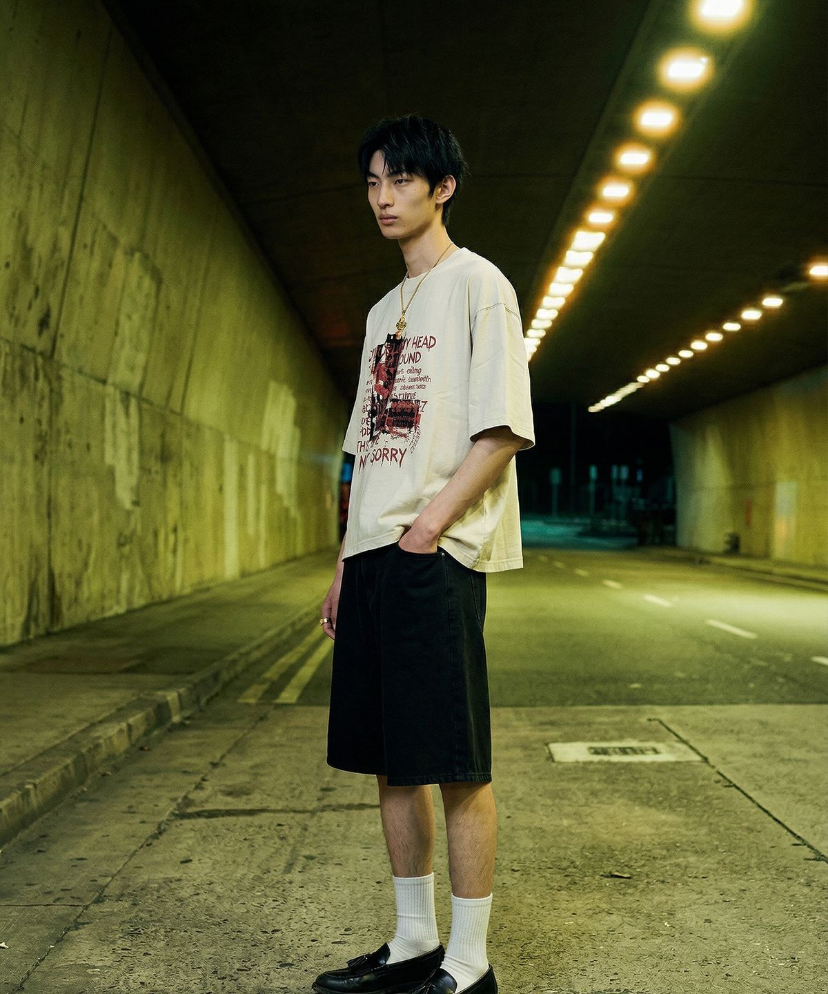 랑가주망(LENGAGEMENT) Not Sorry Salt Wash Crop Short Sleeve T-Shirt (White)