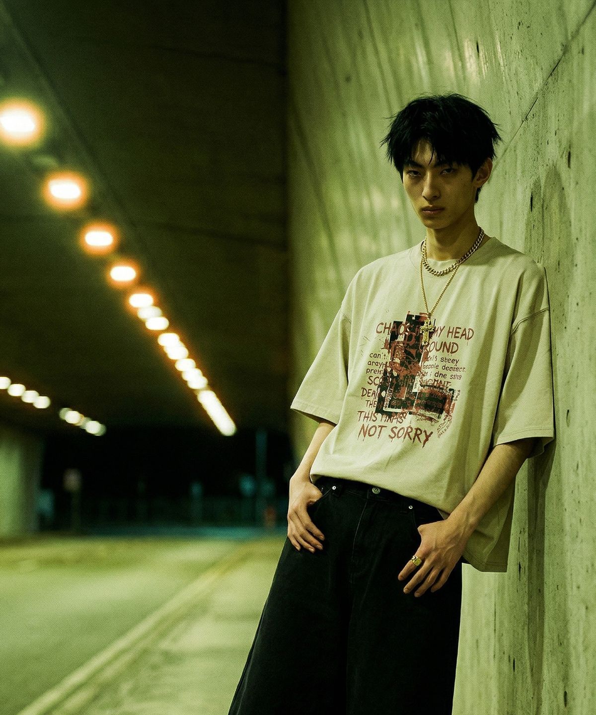 랑가주망(LENGAGEMENT) Not Sorry Salt Wash Crop Short Sleeve T-Shirt (White)