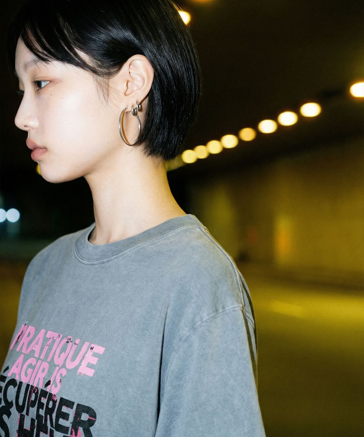 랑가주망(LENGAGEMENT) Hell-Raising Salt Wash Crop Short Sleeve T-Shirt (Light Blue)