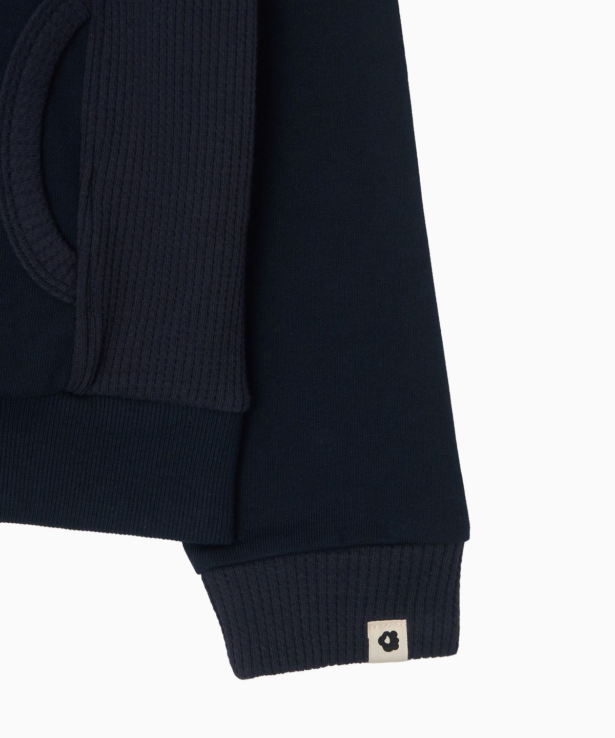오헤시오(OHESHIO) TWO-TONE WAFFLE HOODED ZIP-UP, NAVY