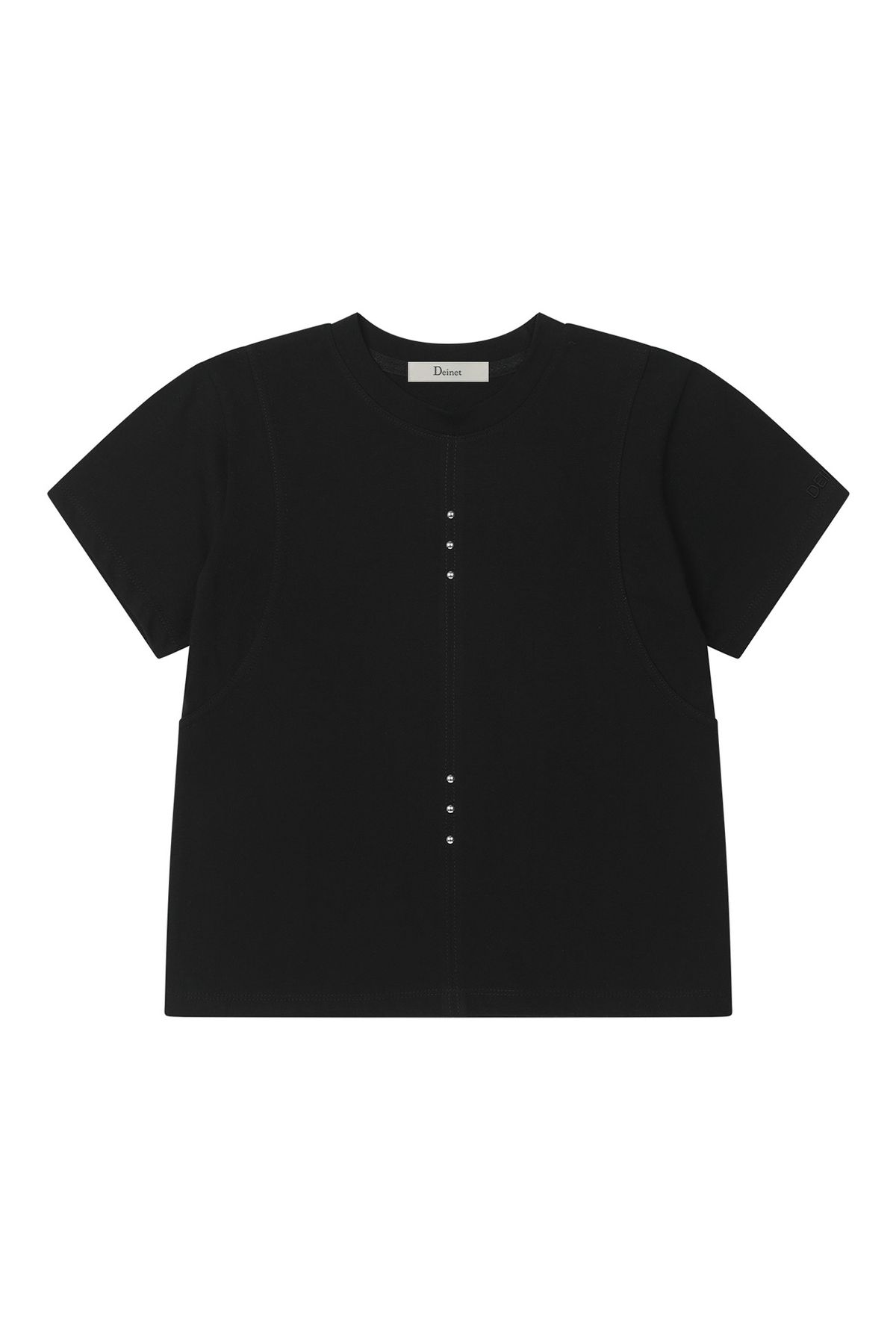 다이닛(DEINET) METAL DETAIL T-SHIRT IN BLACK