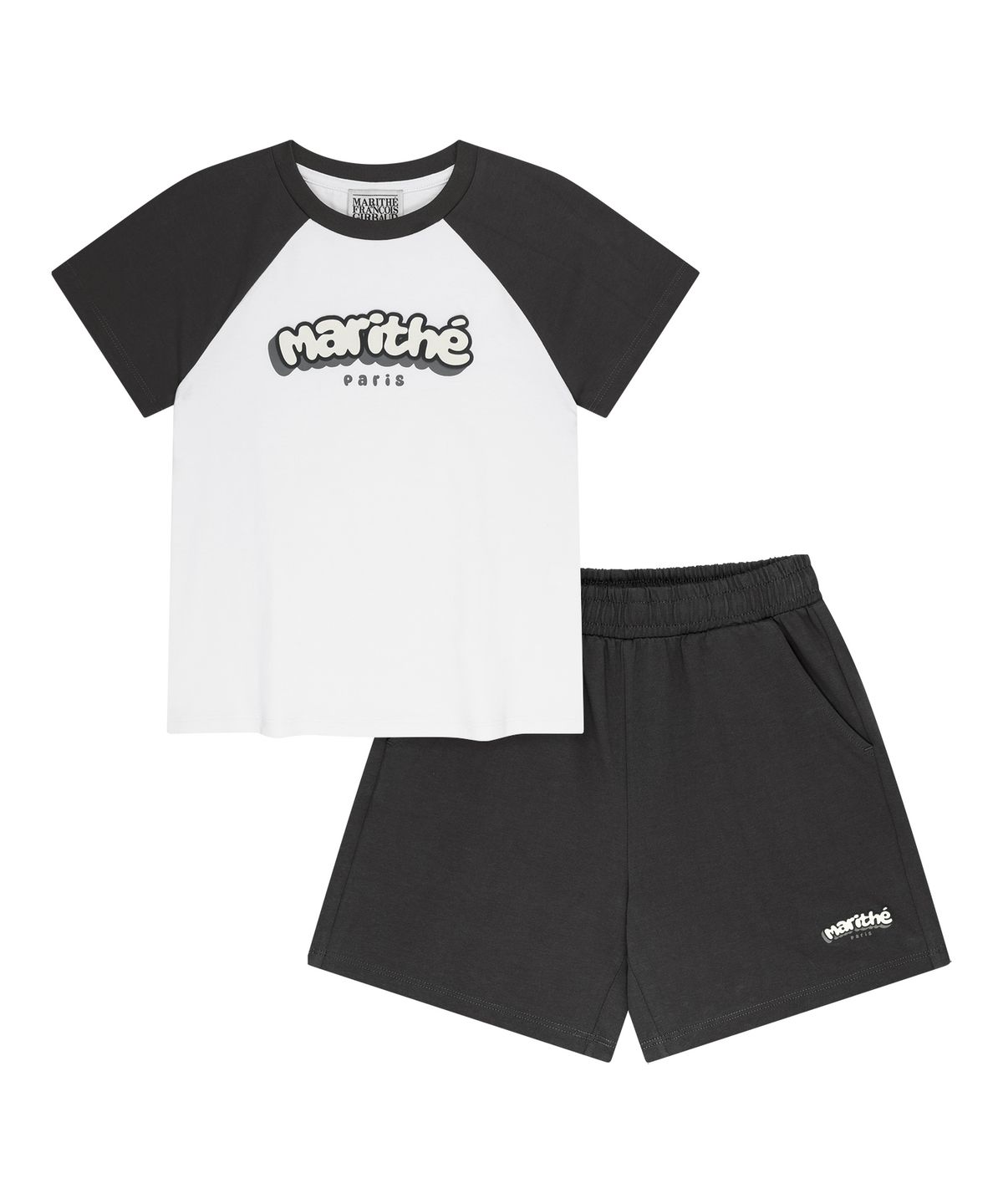 마리떼 키즈(MARITHÉ KIDS) KIDS RAGLAN TEE+SHORTS SET-UP charcoal