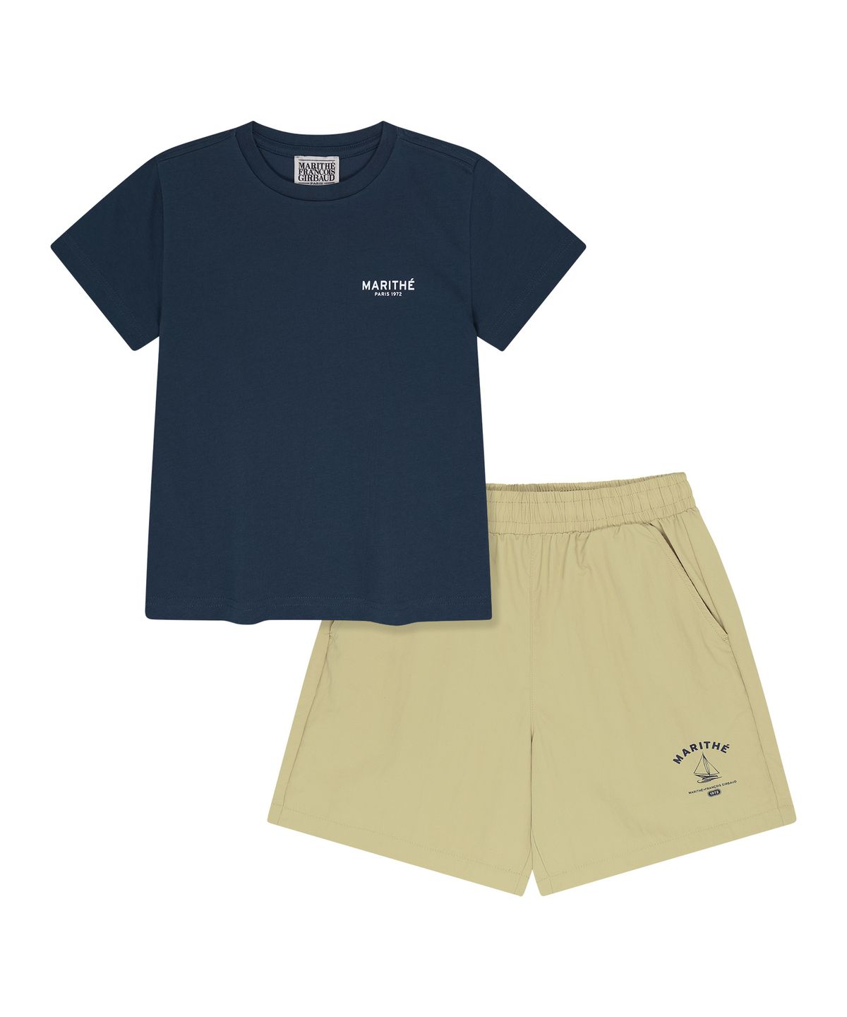 마리떼 키즈(MARITHÉ KIDS) KIDS BOAT TEE + WOVEN PANTS SET-UP navy