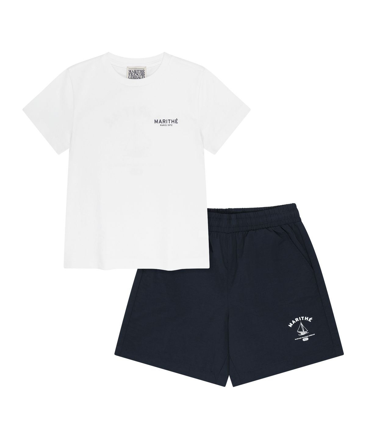 마리떼 키즈(MARITHÉ KIDS) KIDS BOAT TEE + WOVEN PANTS SET-UP white